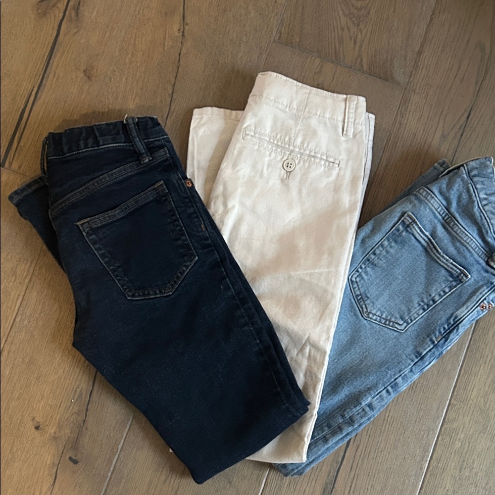 GAP Kids Trio - Dark Blue Denim, Light Blue Denim & Khaki Linen